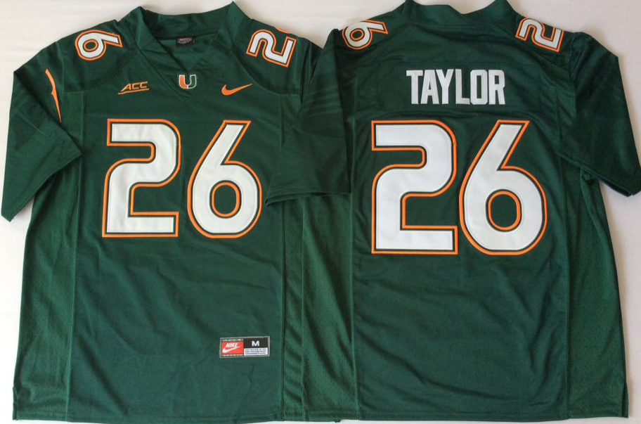Men Miami Hurricanes 26 Taylor Green Nike Stitched NCAA Jersey